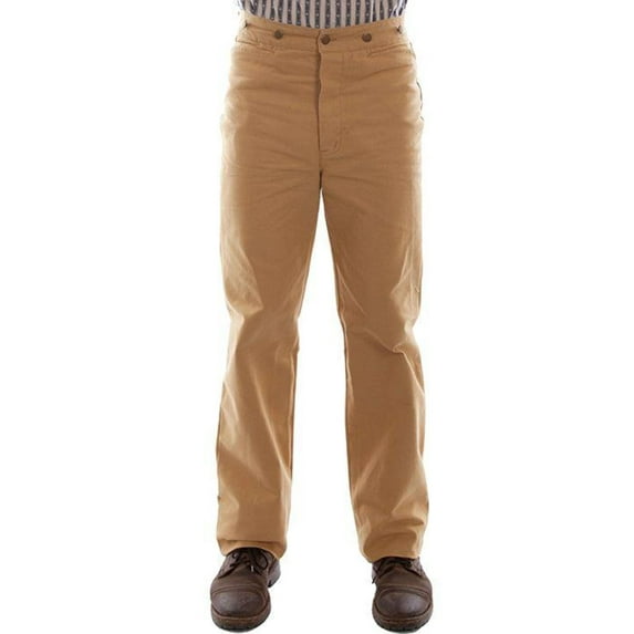Scully RW040-WHE-34 Men Leather Canvas Pant, Wheat - 34