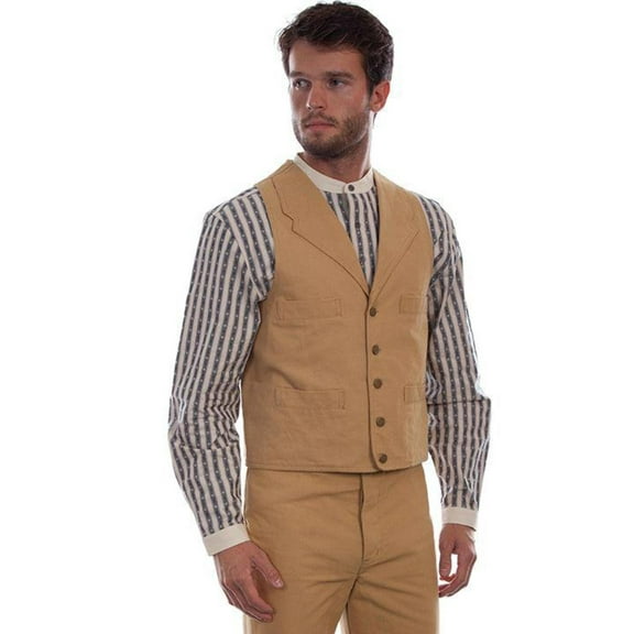 Scully RW041X-WHE-B-T-3X Canvas Men Vest, Wheat - 3XL
