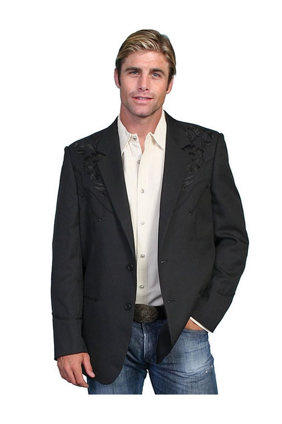 Scully Men's Floral Yoke Blazer Tall - P-733L BLK 46 T