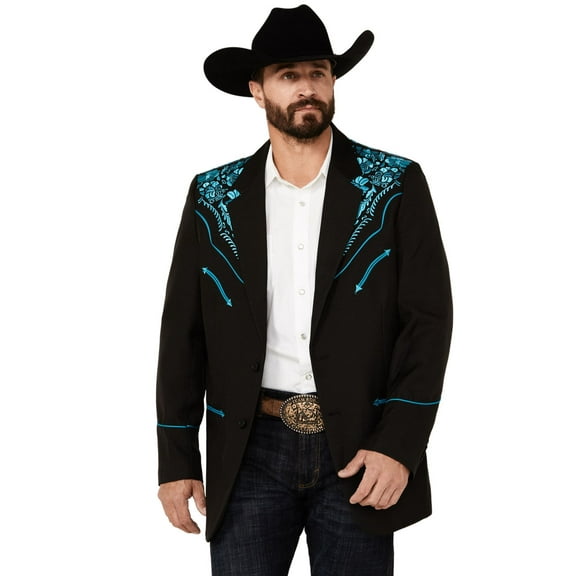 Scully Men's Gunfighter Sportcoat - P-733-BLK/TRQ 44 REG US