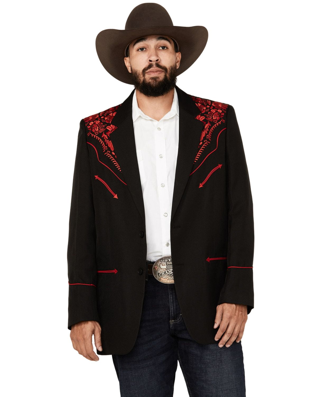 Scully - #P-733 Floral Tonal Embroidered Black Blazer