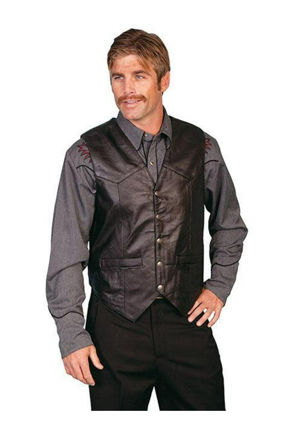 Scully Men's Lambskin Snap Front Vest Black