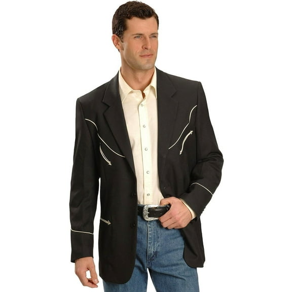 Scully Men's Western Coat with Solid Tonal Piping, White, 46L