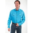 thumbnail image 1 of Scully Men's Solid Whipstitch Denim Retro Long Sleeve Western Shirt Turquoise, 1 of 1