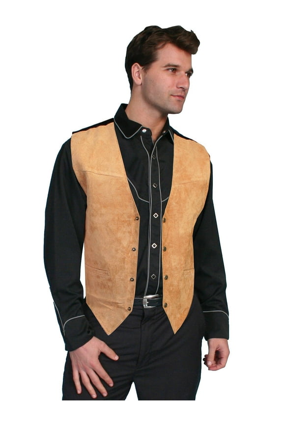 Scully Men's Bourbon Boar Suede Snap Front Vest 504-409