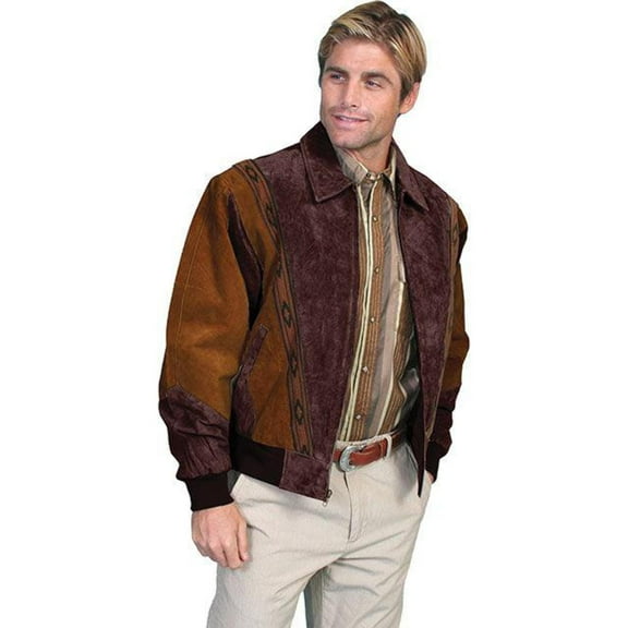 Scully Mens Leather Wear Rodeo Boar Suede Jacket- Cafe Brown-Chocolate- Medium