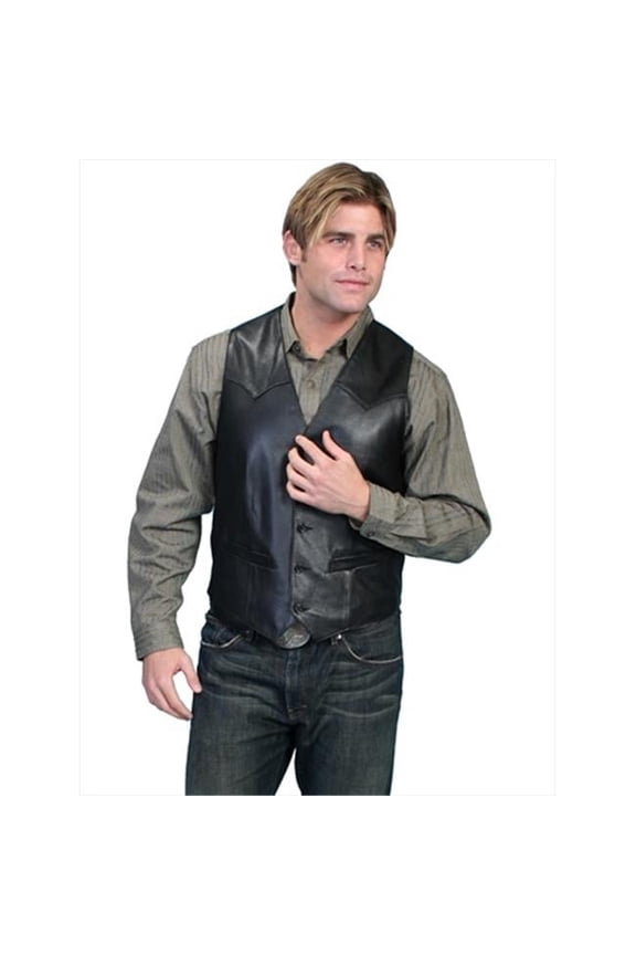Scully Mens Leather Wear Western Vest - Black Lamb - Size 42