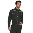 thumbnail image 1 of Scully Mens Shirt Western Black Poly Blend Embroidered Music Note Snap L/S XL, 1 of 2
