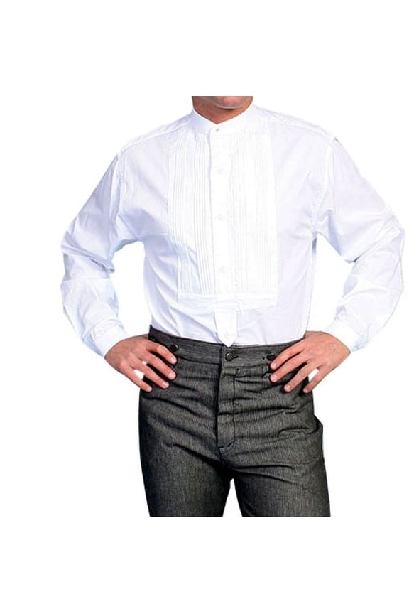 Scully RW032-WHT-M Mens Rangewear Long Sleeve Gambler Shirt- White- Medium