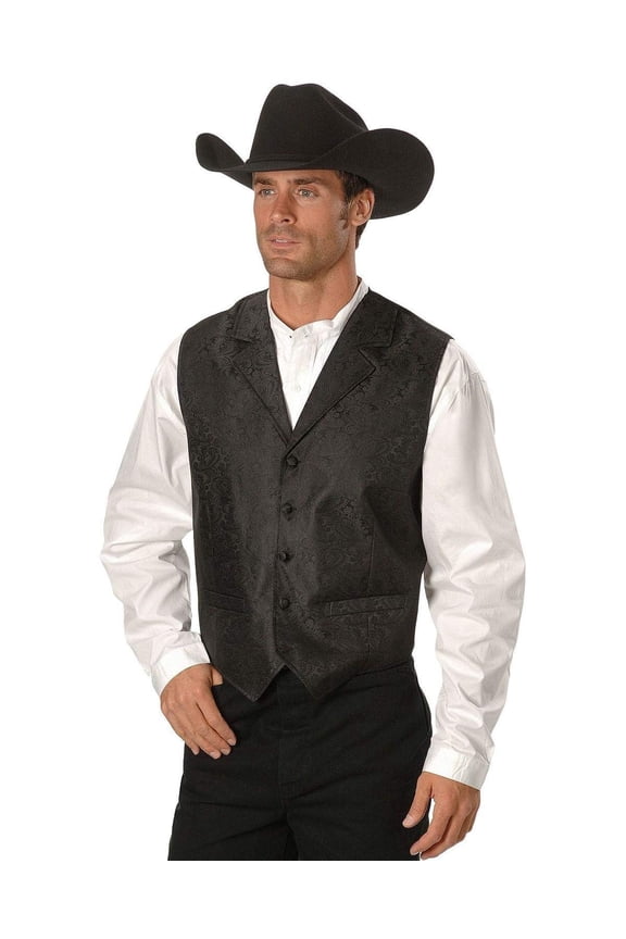 Scully Mens Rangewear Scarboro Paisley Vest- Black- Large