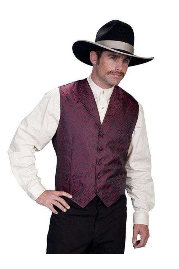 Scully Rangewear Men's Rangewear Paisley Button Vest Burgundy Medium