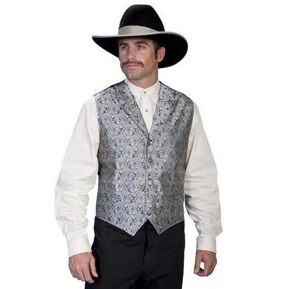 Scully Rangewear Men's Rangewear Paisley Button Vest Grey Small