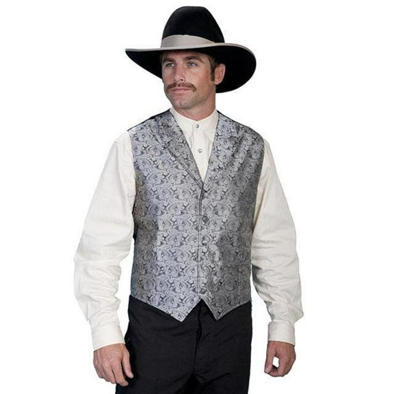 Scully Rangewear Men's Rangewear Paisley Button Vest Grey Small