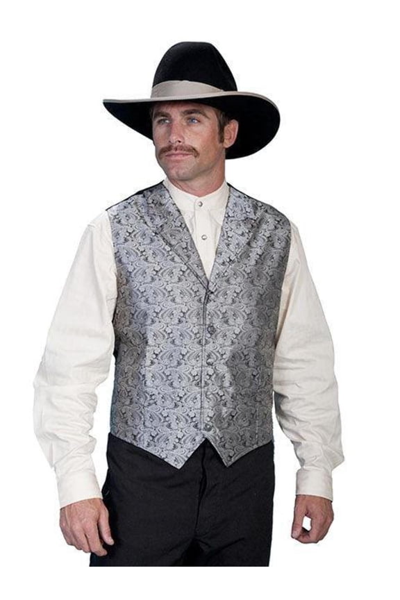 Scully Rangewear Men's Rangewear Paisley Button Vest Grey XX-Large