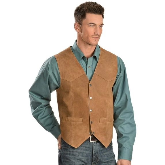 Scully Mens Rust Calf Suede Western Snap Vest XLT