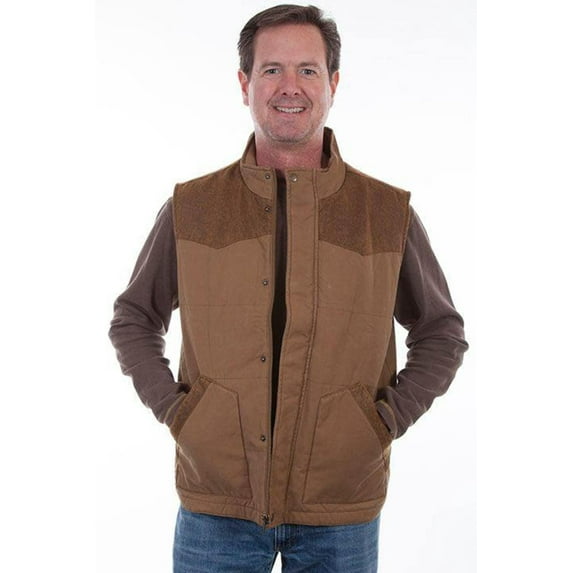 Scully Mens Tan 100% Cotton Snap Quilted Vest L
