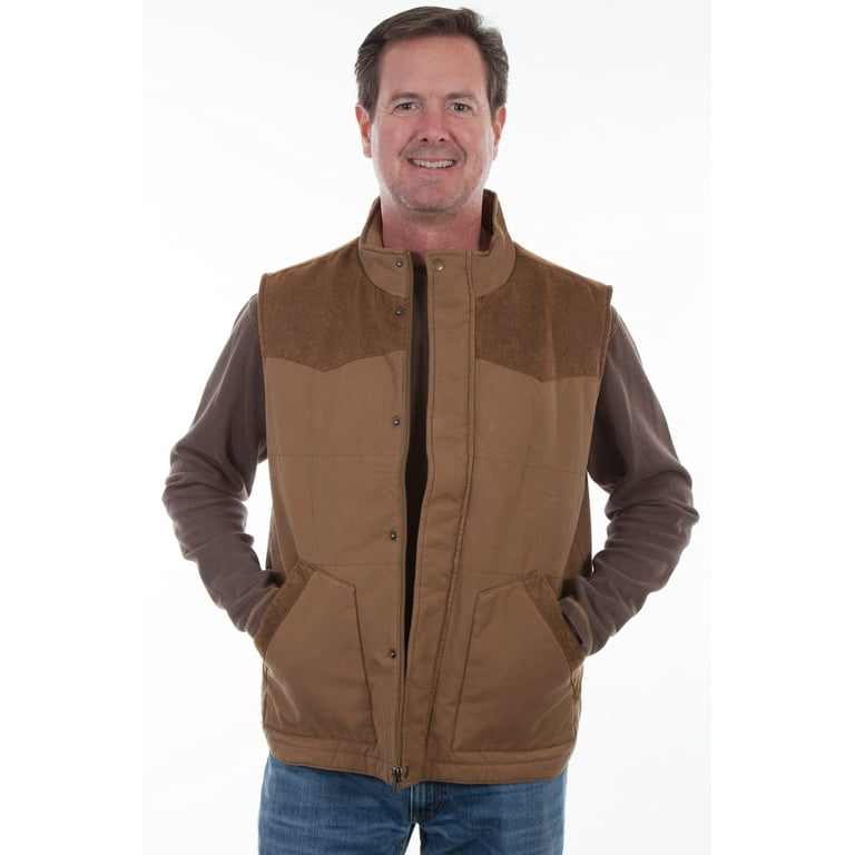 Scully Mens Tan 100% Cotton Snap Quilted Vest M