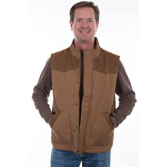 Scully Mens Tan 100% Cotton Snap Quilted Vest XL