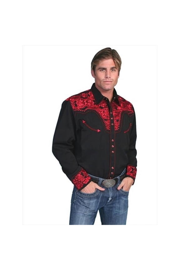 Scully  Mens Western Shirt - Crimson - Medium