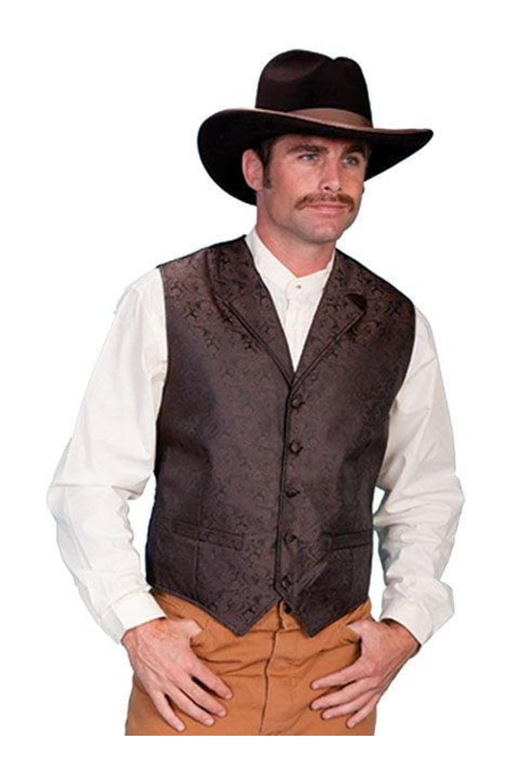 Scully Old West Vest Mens Paisley Cover Button Formal Polyester RW093