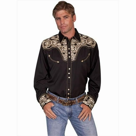 Scully P-634-GLD-L Mens Western Shirt - Gold- Large