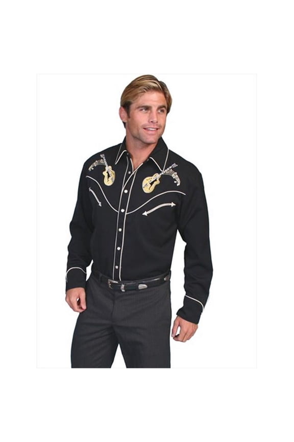 Scully P-665X-BLK-4X-B-T Mens Western Shirt - Black, 4X