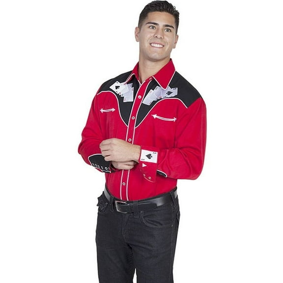 Scully P-686-RED-S Mens Western Shirt - Red, Small