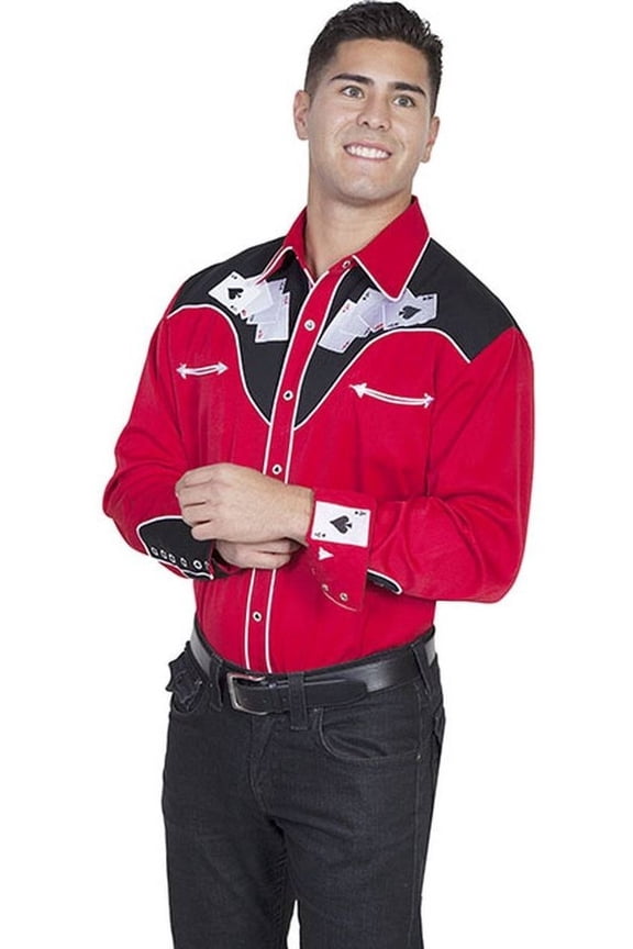 Scully P-686-RED-S Mens Western Shirt - Red, Small
