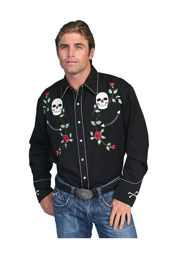 Scully P-771-BLK-S Mens Western Shirt - Black, Small