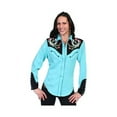 thumbnail image 1 of Scully Western Womens Turquoise Polyester L/S Horseshoe Western Shirt S, 1 of 2