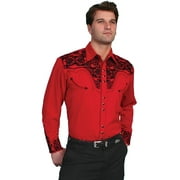 Scully RED FLORAL TOOLED EMBROIDERY SHIRT