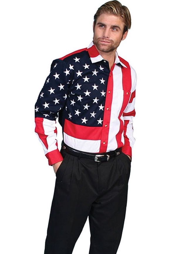 Scully RW029-RED-S Mens Rangewear Independence Long Sleeve Shirt- Small