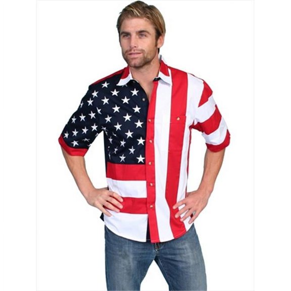 Scully RW029SS-RED-S Mens Rangewear Independence Short Sleeve Shirt, Small