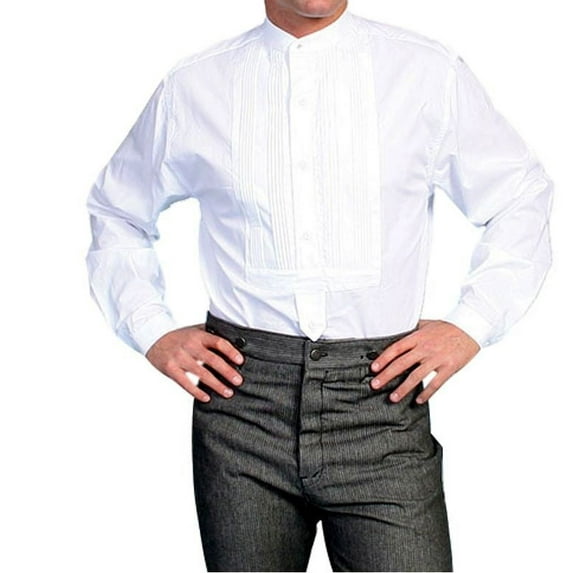 Scully RW032-WHT-L Mens Rangewear Long Sleeve Gambler Shirt- White- Large