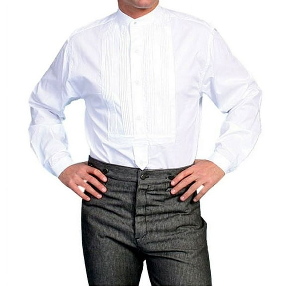 Scully RW032X-WHT-3X-B-T Mens Rangewear Long Sleeve Gambler Shirt, White, 3X