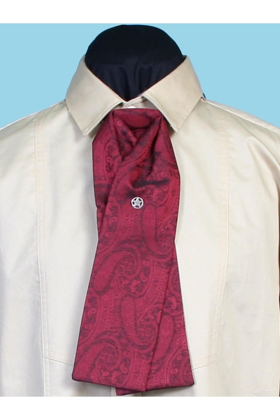 Scully RW117T-RED-ONE Rangewear 100 Percent Polyester Mens Redvale Puff Tie - Red- One Size