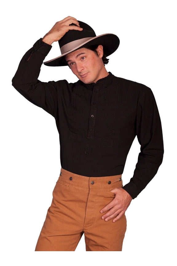 Scully RW217-BLK-S Rangewear 100 Percent Cotton Mens Holliman Shirt - Black- Small