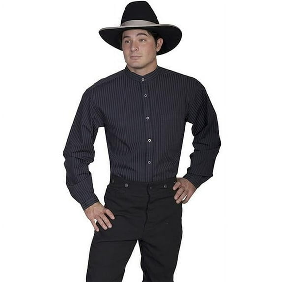 Scully RW221-BLK-XL Mens Stripe Button Down Shirt, Black - Extra Large