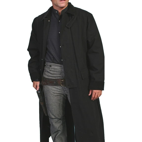 Scully RangeWear Mens Black 100% Cotton Long Overcoat Duster Coat L