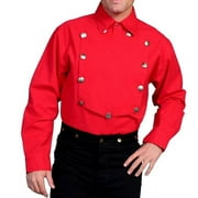Scully RangeWear Mens Red 100% Cotton Concho L/S Western Bib Shirt XL
