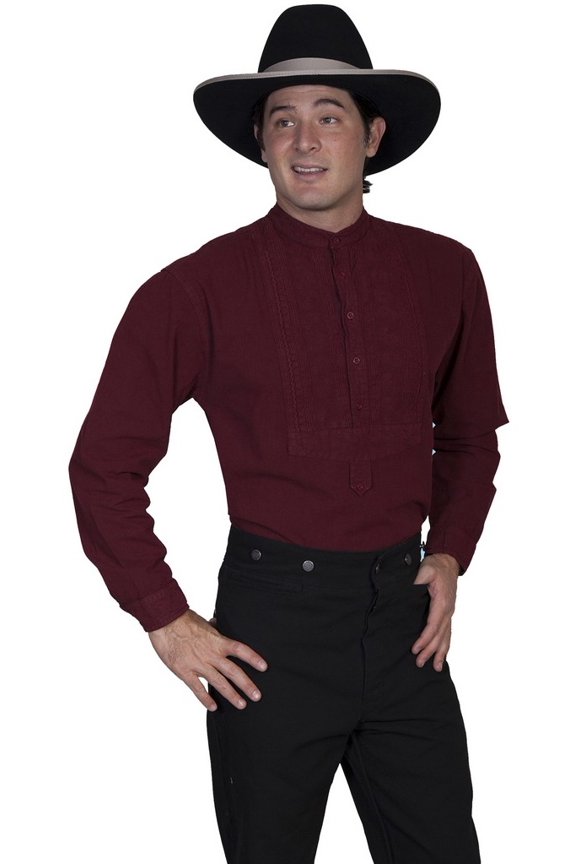 Scully RangeWear Mens Burgundy 100% Cotton Inset Paisley L/S Western Shirt M