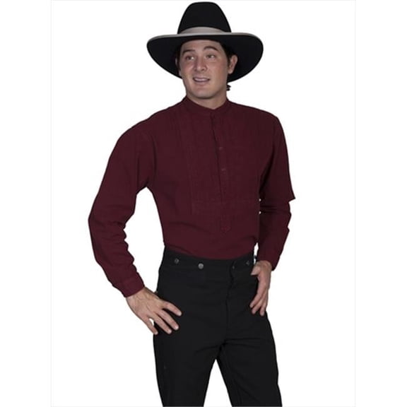 Scully Rangewear 100 Percent Cotton Mens Holliman Shirt - Burgundy- Small