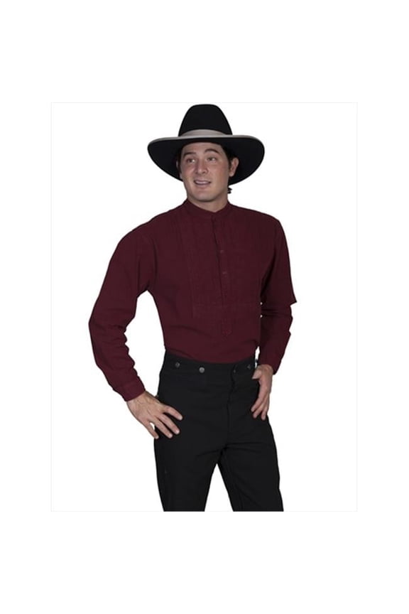Scully Rangewear 100 Percent Cotton Mens Holliman Shirt - Burgundy- Small