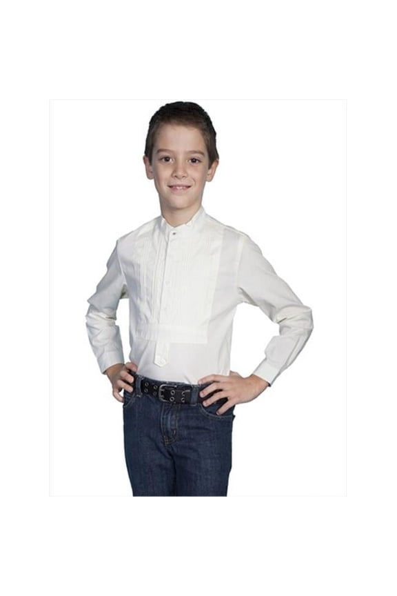 Scully Rangewear Boys Ivory 100% Cotton L/S Tuxedo Front Shirt L