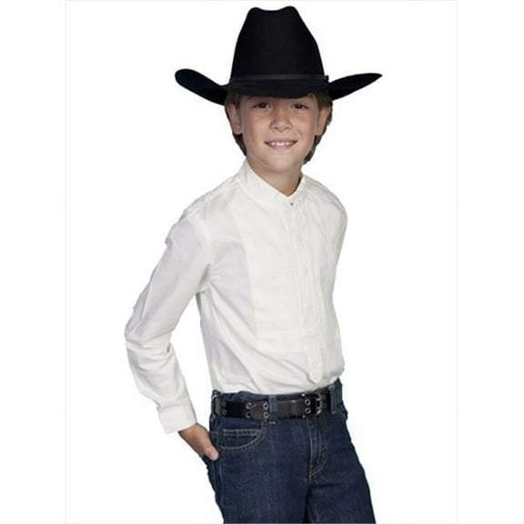 Scully Rangewear Boys White 100% Cotton L/S Tuxedo Front Shirt L