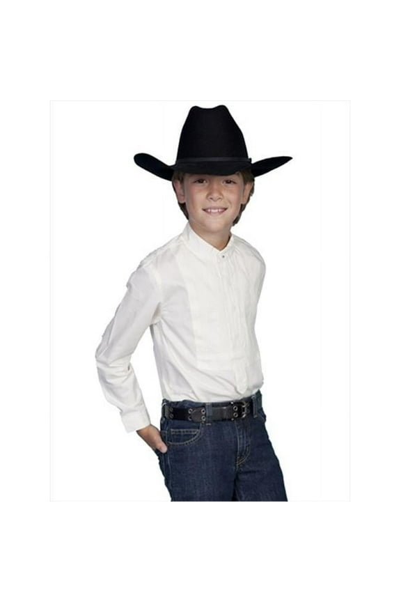 Scully Rangewear Boys White 100% Cotton L/S Tuxedo Front Shirt L