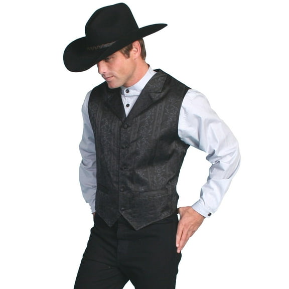 Scully Rangewear Mens Black Polyester Floral Stripe Vest S