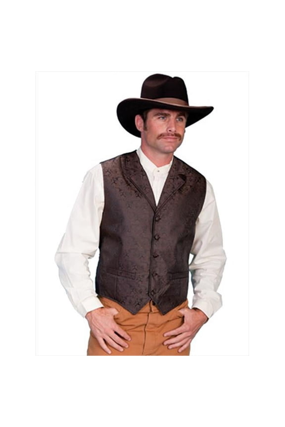 Scully Rangewear Mens Brown Polyester Paisley Old West Big Vest 3XT