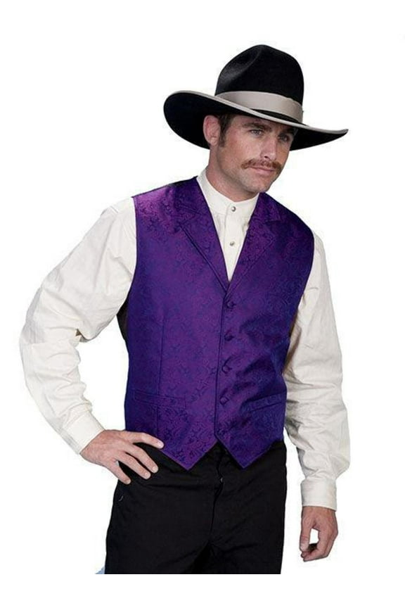 Scully Rangewear Mens Purple Polyester Paisley Old West Vest L
