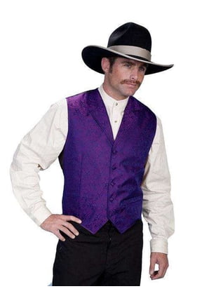 Scully Rangewear Mens Purple Polyester Paisley Old West Vest XL